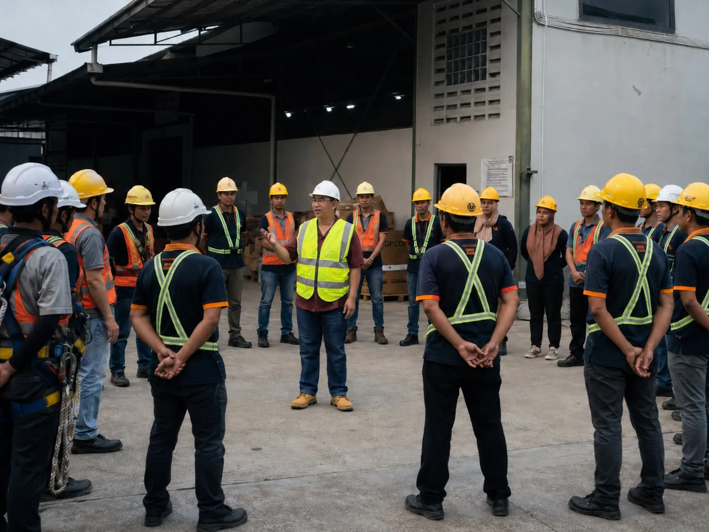Harrasima manager addressing the team in a daily safety briefing