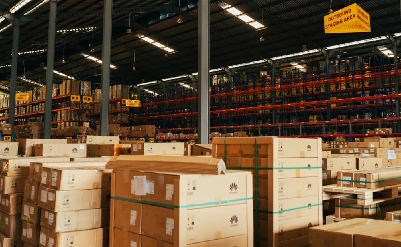 Pallet shelving with branded inventory